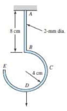 Chapter 4, Problem 85P, A hook is formed from a 2-mm-diameter steel wire and fixed firmly into the ceiling as shown. A 1-kg 