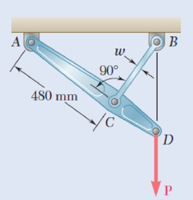 Chapter 1.5, Problem 38P, Link BC is 6 mm thick, has a width w = 25 mm, and is made of a steel with a 480-MPa ultimate 