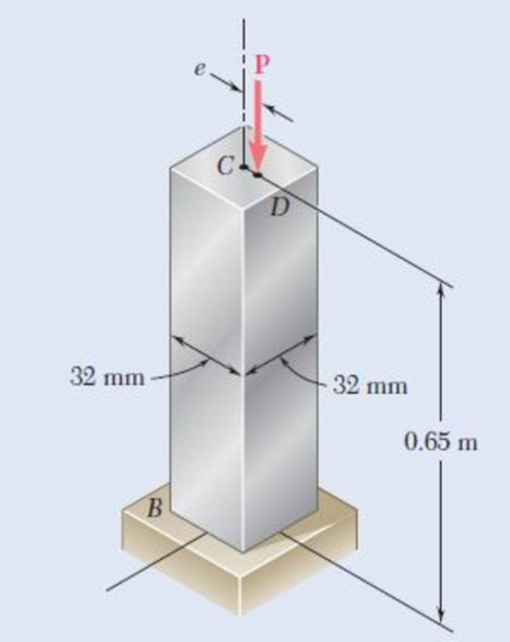 Chapter 10.2, Problem 33P, An axial load P is applied to the 32-mm-square aluminum bar BC as shown. When P = 24 kN, the 