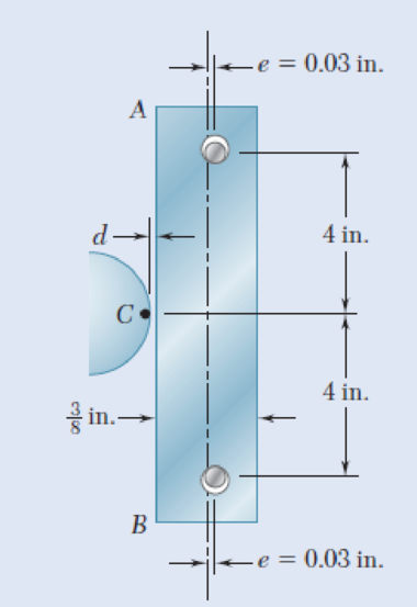 Chapter 10.2, Problem 41P, The steel bar AB has a 3838-in. square cross section and is held by pins that are a fixed distance 