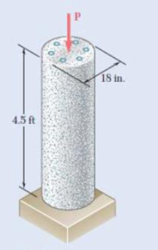 Chapter 2.3, Problem 35P, The 4.5-ft concrete post is reinforced with six steel bars, each with a 118 -in. diameter. Knowing 
