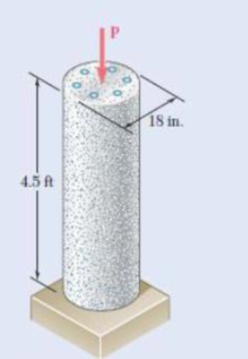 Chapter 2.3, Problem 36P, The 4.5-ft concrete post is reinforced with six steel bars, each with a 118-in. diameter. Knowing 