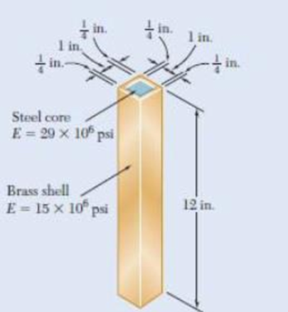 Chapter 2.3, Problem 49P, The brass shell (b = 11.6  10-6/F) is fully bonded to the steel core (s = 6.5  10-6/F). Determine 