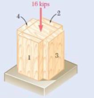 Chapter 4.7, Problem 112P, A short column is made by nailing four 1  4-in. planks to a 4  4-in. timber. Using an allowable 