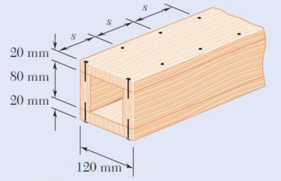 Chapter 6.2, Problem 4P, A square box beam is made of two 20  80-mm planks and two 20  120-mm planks nailed together as 