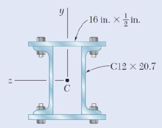 Chapter 6.2, Problem 6P, The beam shown is fabricated by connecting two channel shapes and two plates, using bolts of 34-in. 