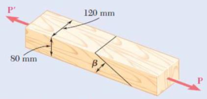 Chapter 7.1, Problem 19P, Two wooden members of 80  120-mm uniform rectangular cross section are joined by the simple glued 