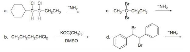 Chapter 8, Problem 8.22P, Draw the alkynes formed when each dihalide is treated with excess base. 