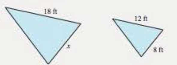 Chapter 9.2, Problem 31E, For Exercises 3134, the two triangles drawn are similar. Find the value of x. 31. 