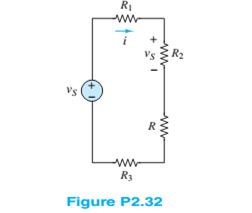 Chapter 2, Problem 2.32HP, In the circuit of Figure P2.32, assume v2=vs/6 and the power delivered by the source is 150 mW. 
