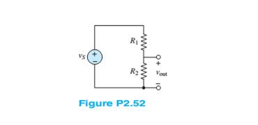 Chapter 2, Problem 2.52HP, The voltage divider network of Figure P2.52 is designed to provide vout=vs/2 . However, in practice, 