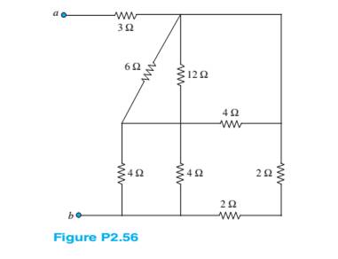 Chapter 2, Problem 2.56HP, Find the equivalent resistance between terminals aandb in the circuit of Figure P2.56. 