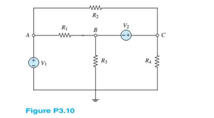 Chapter 3, Problem 3.10HP, Use nodal analysis in the circuit of Figure P3.10 to find the voltages at nodes A, B, and C. Let 