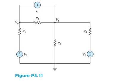 Chapter 3, Problem 3.11HP, Use nodal analysis in the circuit of Figure P3.11 to find Va and Vb . Let 