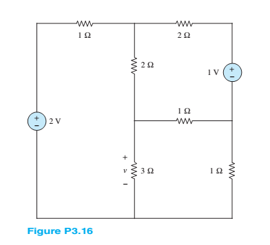 Chapter 3, Problem 3.16HP, Using mesh analysis, find the voltage v across the 3- resistor in the circuit of Figure P3.16. 