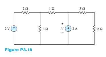 Chapter 3, Problem 3.18HP, Using mesh analysis. Find the voltage V across the current source in Figure P3.18. 
