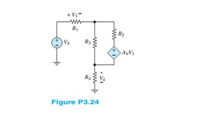 Chapter 3, Problem 3.24HP, Use nodal analysis on the circuit in Figure P3.24 todetermine the voltage V4 . Note that one source 