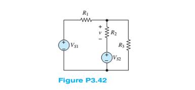 Chapter 3, Problem 3.42HP, Use the principle of superposition to determine thevoltage v across R2 in Figure P3.42. 