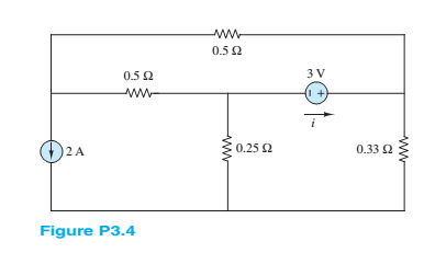Chapter 3, Problem 3.4HP, Using node voltage analysis in the circuit of Figure P3.4. find the current i through the voltage 