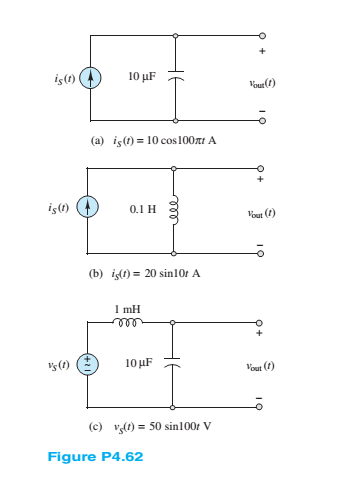 Chapter 4, Problem 4.62HP, Find the sinusoidal steady-state output vout(t) foreach circuit shown in Figure P4.62. 