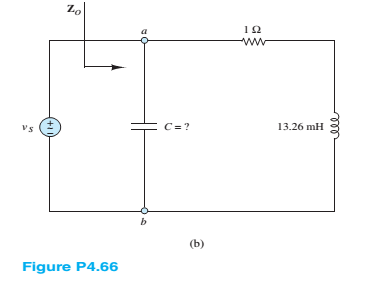 Chapter 4, Problem 4.66HP, a. Find the equivalent impedance Zo seen by the source in Figure P4.66(a). Assume the frequency is , example  2