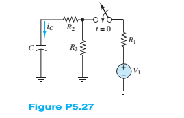 Chapter 5, Problem 5.27HP, Assume that steady-state conditions exist in the circuit shown in Figure P5.27 for t0 and that 