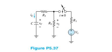 Chapter 5, Problem 5.37HP, Determine the current iC through the capacitor in Figure P5.37 for all time. Assume DC steady-state 