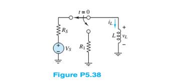 Chapter 5, Problem 5.38HP, Determine the voltage vL across the inductor in Figure P5.38 for all time. Assume DC steady-state 