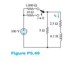 Chapter 5, Problem 5.50HP, Refer to Figure P5.49 and assume that the switch takes 5 ms to move from one contact to the other. 