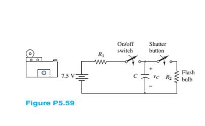Chapter 5, Problem 5.59HP, The circuit in Figure P5.59 models the charging circuit of an electronic camera hash. The flash 