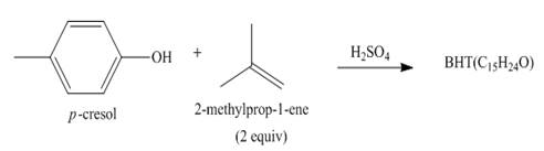 Chapter 18, Problem 18.72P, 18.72 Reaction of p-cresol with two equivalents of -methylprop--ene affords BHT, a preservative with 