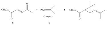 Chapter 26, Problem 26.53P, 26.55	Dimethyl cyclopropanes can be prepared by the reaction of an unsaturated carbonyl compound X 