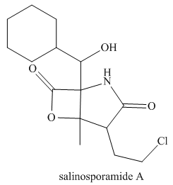 Chapter 3, Problem 3.34P, 3.34 (a)Identify the functional groups in salinosporamide A, an anticancer agent isolated 
from 