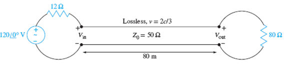 Chapter 10, Problem 10.15P, Figure 10.29 See Problem 10.15. For the transmission line represented in Figure 10.29, find Vs,out 
