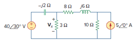 Chapter 10, Problem 13P, Determine Vx in the circuit of Fig. 10.62 using any method of your choice. Figure 10.62 
