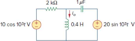 Chapter 10, Problem 26P, Use mesh analysis to find current io in the circuit of Fig. 10.74. Figure 10.74 For Prob. 10.26. 