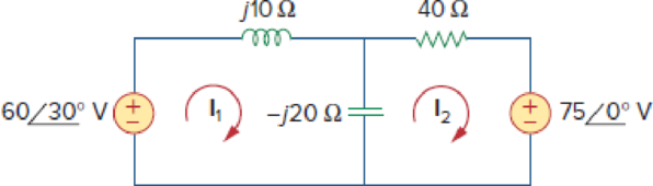 Chapter 10, Problem 27P, Using mesh analysis, find I1 and I2 in the circuit of Fig. 10.75. Figure 10.75 For Prob. 10.27. 