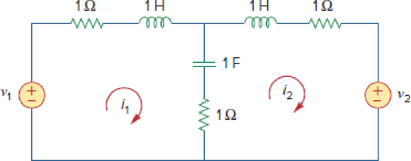 Chapter 10, Problem 28P, In the circuit of Fig. 10.76, determine the mesh currents i1 and i2. Let v1 = 10 cos 4t V and v2 = 