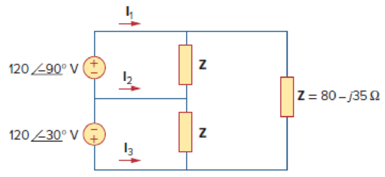 Chapter 10, Problem 37P, Use mesh analysis to find currents I1, I2, and I3 in the circuit of Fig. 10.82. Figure 10.82 
