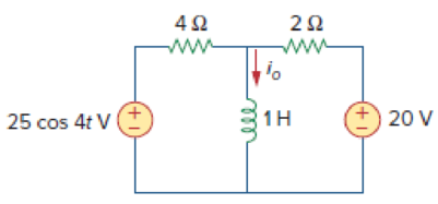 Chapter 10, Problem 40P, Find io in the circuit shown in Fig. 10.85 using superposition. Figure 10.85 