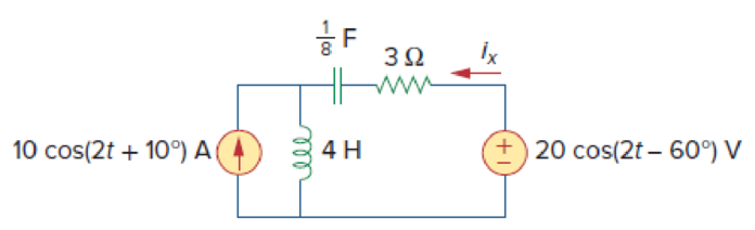 Chapter 10, Problem 43P, Using the superposition principle, find ix in the circuit of Fig. 10.88. Figure 10.88 