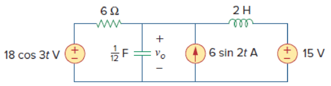 Chapter 10, Problem 46P, Solve for vo(t) in the circuit of Fig. 10.91 using the superposition principle. Figure 10.91 
