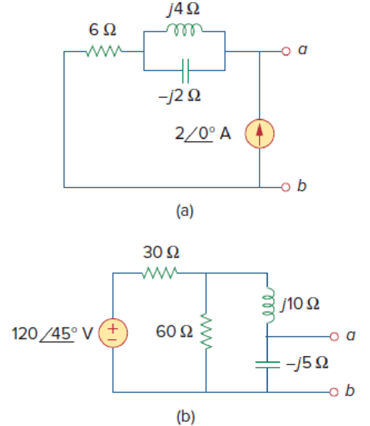 Chapter 10, Problem 56P, For each of the circuits in Fig. 10.99, obtain Thevenin and Norton equivalent circuits at terminals 