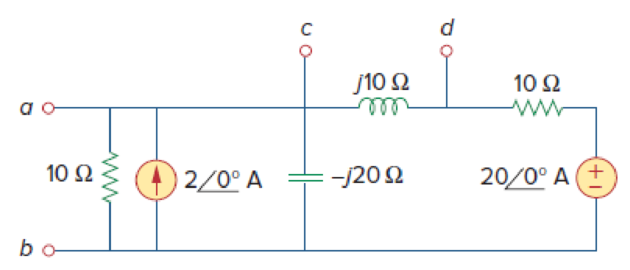 Chapter 10, Problem 60P, Find the Thevenin equivalent of the circuit in Fig. 10.103 as seen from: (a) terminals a-b (b) 