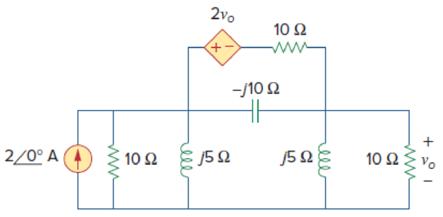 Chapter 10, Problem 62P, Using Thevenins theorem, find vo in the circuit of Fig. 10.105. Figure 10.105 