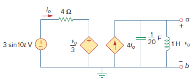 Chapter 10, Problem 68P, Find the Thevenin equivalent at terminals ab in the circuit of Fig. 10.111. Figure 10.111 