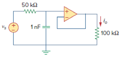 Chapter 10, Problem 72P, Compute io(t) in the op amp circuit in Fig. 10.115 if vs = 4 cos(104t) V. Figure 10.115 