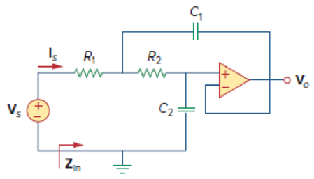 Chapter 10, Problem 73P, If the input impedance is defined as Zin = Vs/Is, find the input impedance of the op amp circuit in 