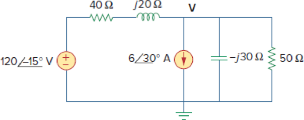 Chapter 10, Problem 7P, Use nodal analysis to find V in the circuit of Fig. 10.56. 