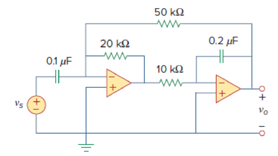 Chapter 10, Problem 80P, Obtain vo(t) for the op amp circuit in Fig. 10.123 if vs = 12 cos(1000t  60) V. Figure 10.123 